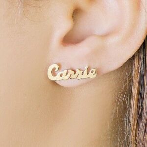 laser cut letter brand name earrings (Golden, Silver). Jewelry