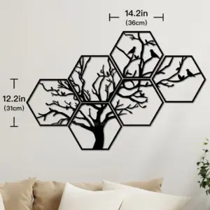 Wooden Tree of Life Wall Art Decoration (6Pc Set)