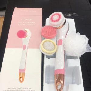 CNAIER 4 in 1 Multi- Function Electric Silicone Body Massager Brush Waterproof Body Bath Cleansing Brush Sets