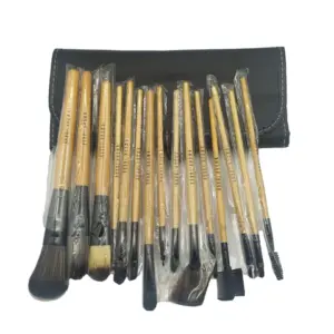 15 Piece Bobbi Brown Makeup Brush Set With Leather Pouch
