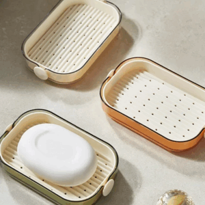 Split Type Soap Dish, Double Layer Soap Dish, Bathroom Kitchen Sink Organizer, Water Draining Soap Double Latte Dish(random color)