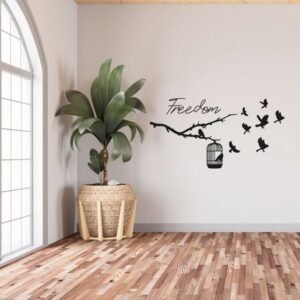 Freedom Cute Little Birds Bird Cage Birds Flying Birds Wooden Wall Decoration