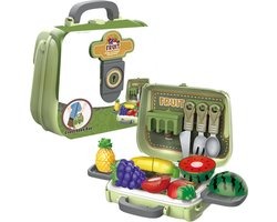 Toy Kitchen Suitcase Set – Fruit & Cutlery Play Set | Kitchen Role Play Toy with Utensils for Boys & Girls