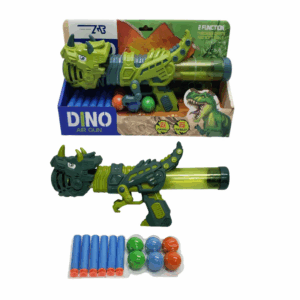 Dino Air Gun - 2-in-1 Blaster with Soft Darts & EVA Balls - Dinosaur Toy for Kids