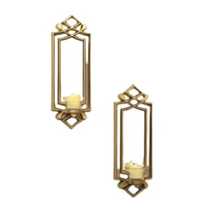 2 Pcs Fancy Wall Mirror & Candle Stand Decor For Home & Office