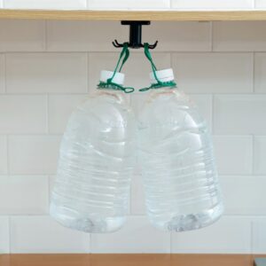 Spinning Storage Hook Organizer - Under Cabinet or Shelf 6 Hooks-in-One Adhesive Hangers for Hanging Kitchen Utensil Holder Jewelry Closet Keys Masks Home Office Kids Bathroom