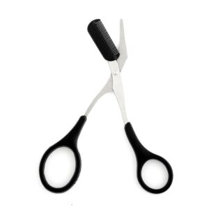 Scissors Eyebrow Trimmer Scissors Comb Stainless Steel Brow Hair Scissors Clips Shaping Grooming Trimmer Makeup Accessories(random color)