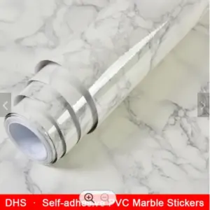 Self Adhesive White Marble Sheet for Kitchen - Anti Oil and Heat Resistant Wallpaper