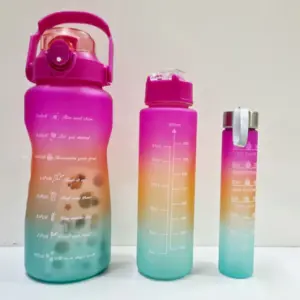 Three-piece Motivational Sports Water Bottles Set (2000ml, 850ml, 350ml)(Random Color)