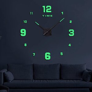 Wooden Numbers Wall Clocks Round Dial only Glow in The Dark Clock Wall for Living Decor Modern Decorative