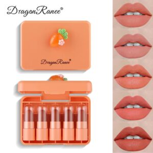 5 Pcs Dragon Ranee Carrot Mini Lipstick Set | Long Lasting Makeup Waterproof Lipstick (Random Color)