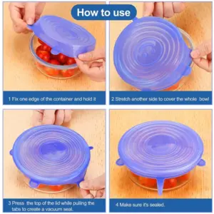6pcs/set Silicone Lid Spill Stopper Universal Silicone Suction Lid-bowl Pan Silicone Cover Kitchen Pan Lids Cover Stoppers Tools