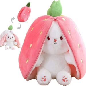 Rabbit New Creative Strawberry Rabbit Plush Soft Doll Hug Pillow | Best Quality Stuff Toy For Babies & Kids - Random Color