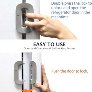 Child Safety Refrigerator Lock – Self-Adhesive Fridge & Freezer Door Lock with Double Safety Button – Easy One-Hand Use