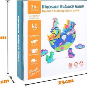 Dinosaur Toy from 3 Years Wooden Toy Stacking Game Wooden Balancing Stacking Stones Game 3D Montessori Threading Game Wooden Toy Motor Skills Toy Learning Toy Gifts for Children