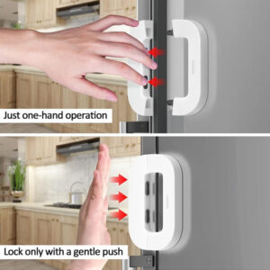 Child Safety Refrigerator Door Lock – No-Drill Latch to Prevent Kids & Pets Access