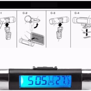 LCD Display Digital Clip-on Car Clock Thermometer Temperature Meter Gauge Automotive Mini Clock Monitor