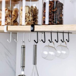 6-Hook Under-the-Shelf Mug Rack Kitchen Hanging Organizer (Random Color)