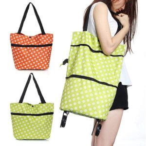 Portable multi-function Trolley Bag with Wheels Folding Travel Luggage Bag Vegetable Grocery Shopping Trolley Carry Bag(Random Color