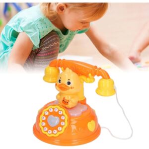 Corded Landline Duck Shape Telephone Toy with Lights & Music For Kids 