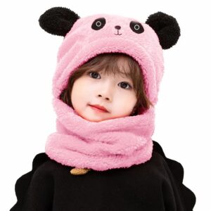 Kids Winter Panda Cap Wool Cap With Neck Warmer Attached.  KIDS WOOL CAP Cartoon Panda Baby(random color)
