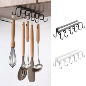 10 hooks Mug Cups Wine Glasses Storage Hooks Kitchen Utensil Ties Belt and Scarf Organizer Hanging Hook Rack Holder Under Cabinet Closet (random color )
