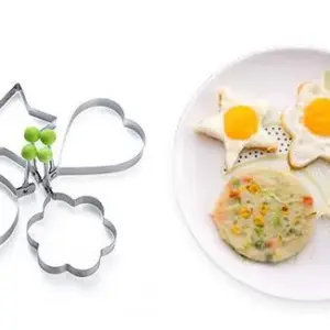 Pack of 4 Egg Shaper Kitchen Tools Star, Heart, Round, Flower Shaped Stainless Steel - (random color )