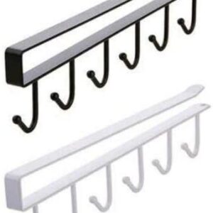 Glodenbridge Hooks Rack, Multi-Function 6 Hook Under Shelf Mugs Cups Wine Glasses Storage Drying Holder Rack, Cabinet Hanging Organizer Rack for Ties And Belts (Random Color)