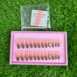 24 Pcs Blush Butterfly Nails (with glue )