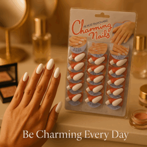 Pack of 24 Charming Artificial Nails with Glue – 240 Nails & 24 Glues Total, Beautiful Nail Extensions for Girls & Women (Random color)