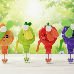 Handheld Fruit Shape Toy Fan for Kids – Cute Cartoon Design, Safe Soft Blades, Portable Mini Fan for Summer Play & Cooling (Random Design)