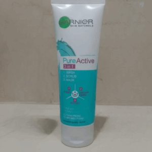 Garnier 3 in 1 Pure Active Face Wash – 100ml Liquid Cleanser for All Skin Types, Deep Cleansing and Refreshing Skincare