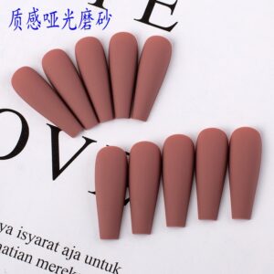 24Pcs O.TWO.O Brown Matte Nails with accessories