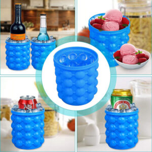 2 in 1 Ice Cube Maker Genie Space Saving Ice Genie Silicone Ice Bucket