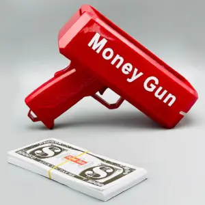 Rain Money Gun_ Paper Playing Spray Money Toy Gun_, Prop Money Gun(red color)