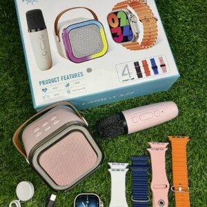 Crown K12 Watch & Speaker Set - Best Quality Speaker Set & Watch Set | Watch with Karaoke Speaker | Watch with 4 Multiple Random Color Straps
