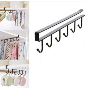 10 hooks Mug Cups Wine Glasses Storage Hooks Kitchen Utensil Ties Belt and Scarf Organizer Hanging Hook Rack Holder Under Cabinet Closet (random color )