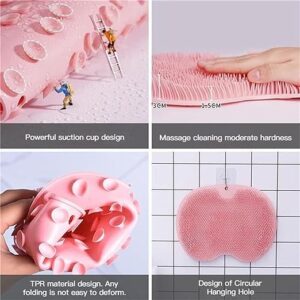 Shower Foot & Back Scrubber Mat, Wall Stick Suction Silicone Bathroom Scrubber (Random color)