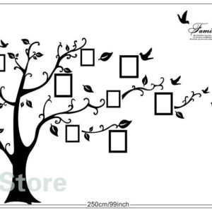 Large 200x250Cm / 79x99in Black 3D DIY Photo Tree PVC Wall Decals Adhesive Family Wall Stickers Mural Art Home Decor