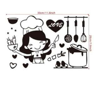 Happy Girl Chef Loves Cooking Wall Sticker Restaurant Bar Kitchen Dining Room Fridge Light Switch Decal Diy Art
