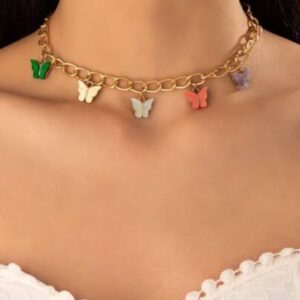 Elegant Multi Color Butterfly Chain Material Alloy /Beautiful Chain Necklace with Butterfly charms (Random Colors)