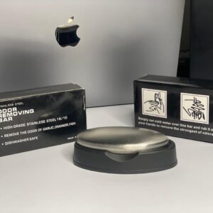 Odor removing steel soap bar with stand and box | soap for lazy people | Odor Remover Bar Deodorant Metal Soap Stainless Steel Soap Bar Eliminating Smell Like Onion, Garlic or Fish and Holder Dishes for Kitchen