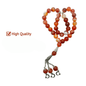 Brown Sulemani Aqeeq Stone Tasbeeh (Original) | 33 Beads | 10 MM Size | Religious Islamic Tasbih Gift