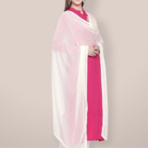 Plain Crinkle Chiffon Dupatta White
