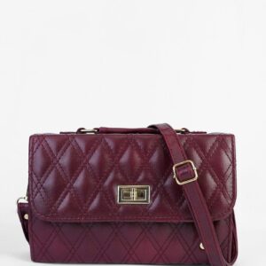 Women's PU Leather Embroidered Shoulder Bag (Maroon)