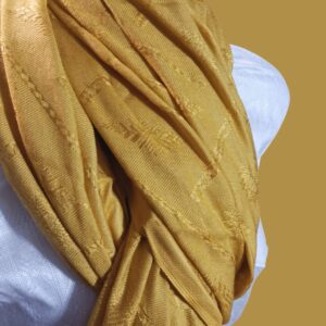 Staple Wool Self Printed Shawl - Mustard Color
