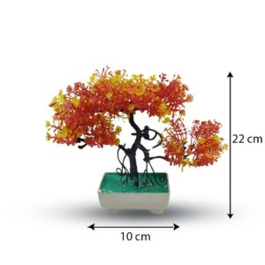 Orange Artificial Bonsai Tree ( 1 Piece )– Bonsai Tree Room Decor for Home, Office & Bedroom | Best Artificial Pot