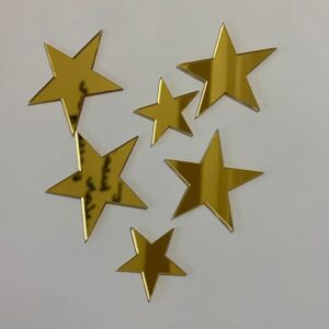 15 stars Mirror Matrial Acrylic  Wall Art Decor star Stickers Decals for Kids Girls Bedroom Bathroom Playroom golden