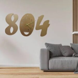 3d wall clock Wooden  Golden color  Wall Clock (804)