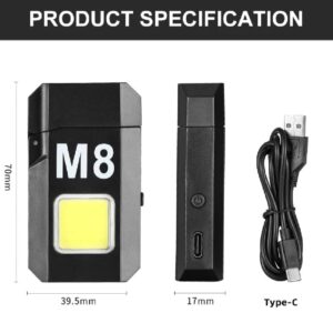 DH-001 COB Led Flashlight With Lighters Dual Arc Pulse Flameless Lighter Type C Rechargeable Lighter Work Light Mini Light Men's Gift | Dual Arc Pulse Flameless Lighter